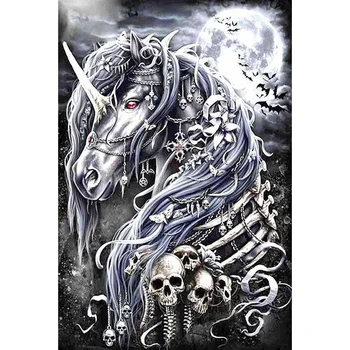 

5D DIY Diamond Painting Cross Stitch Diamond Embroidery Skull Unicorn Full Drill Rhinestone Mosaic Wall Decoration Gift KBL