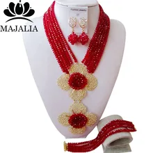 Модный винный бордовый в Африканском нигерийском стиле на свадьбу бусы ювелирный набор кристалл ожерелье браслет серьги WIN002