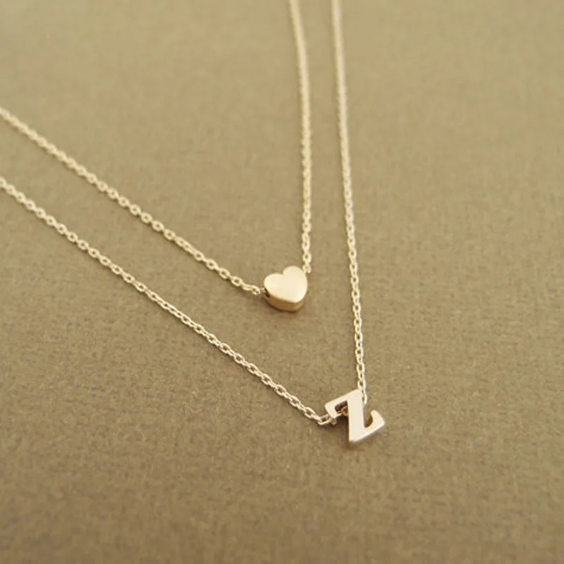 Fashion Personalized Love Heart Letter Alphabet Pendant Necklace Letter Alphabet Pendant Necklace