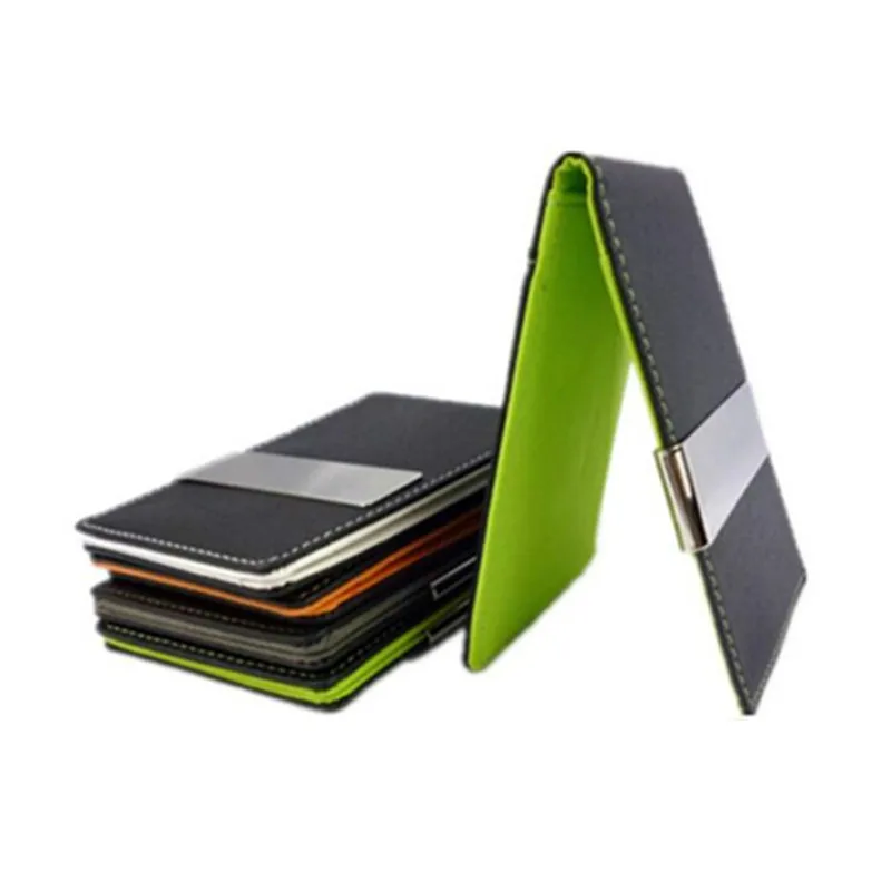 

2018 New Metal Men Money Clip Pu Leather Magic Holder Wallet Women Clutch Brand Designer Short Purse credit Card moneyclip bags