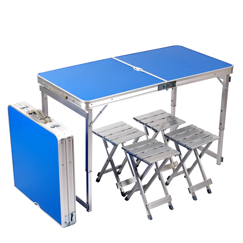  Portable Outdoor Table Foldable Multifunction Light Desk with Stool Camping Dining Table Household 