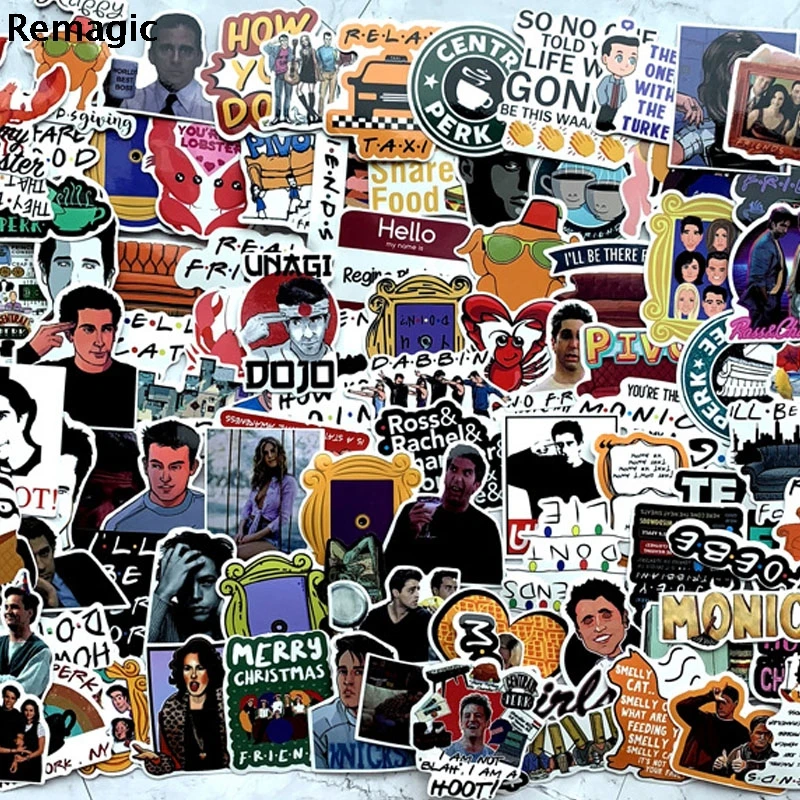 

100pcs Friends tv show portrait anime fans decals scrapbooking diy stickers decoration phone waterproof cartoon accessories