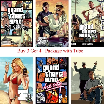 

Grand Theft Auto Posters Game Wall Stickers White Coated Paper Prints High Definition Home Decoration Livingroom Bedroom Bar