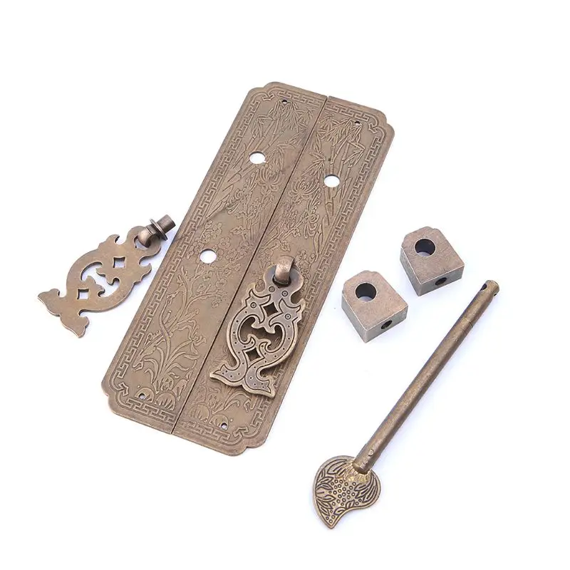 

Pure Copper Antique Door Handles Kit Retro Chinese Style Gate Pulls Furniture