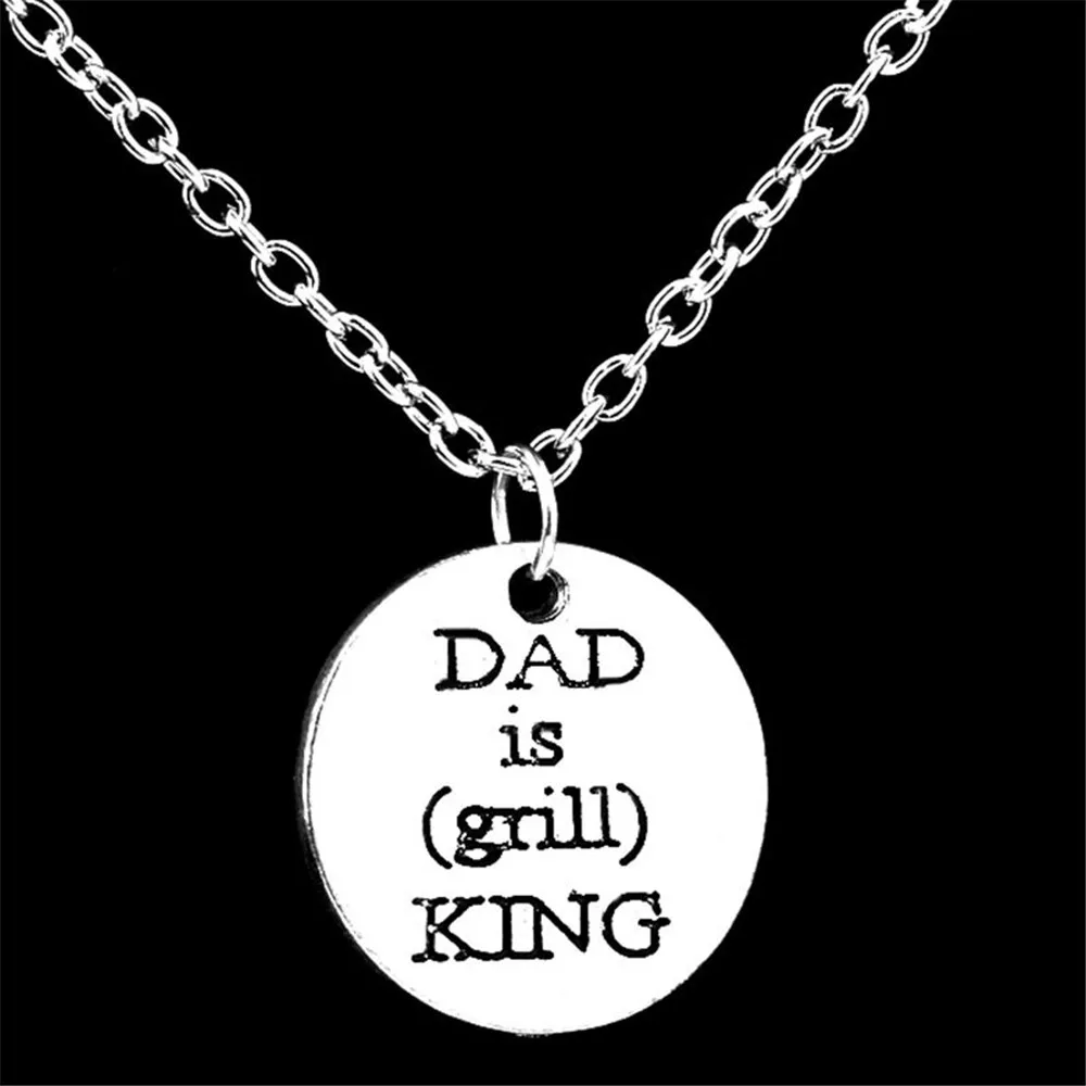 Модное ювелирное изделие ожерелье из сплава круглой формы с надписью Dad Is King цепочка подвеской в виде Луны
