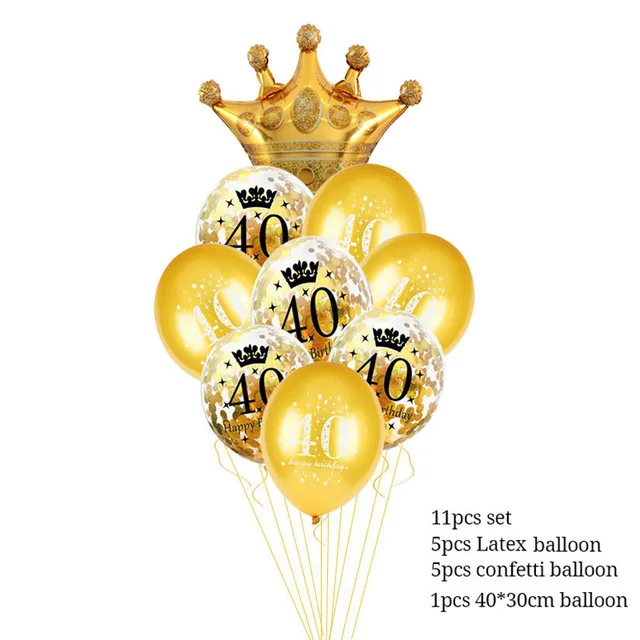 Золотой шар с цифрами, Gonflable Anniversaire 30 40 50 60 70 80 с днем рождения, конфетти, гелиевые воздушные шары для свадьбы вечеринки, украшения - Цвет: 40 setB