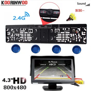 

Koorinwoo Wireless EU Parking sensor IR Rear View camera License Plate Frame waterproof Back Up Camera monitor Car Parktronic