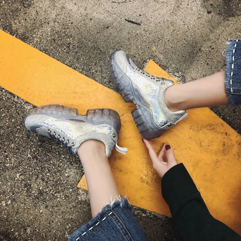 COOTELILI Luxury Lace Up Shoes Women Sneakers Spring Autumn Fashion Breathable PU Leather Women Shoes Soft Footwears 35-39 (14)