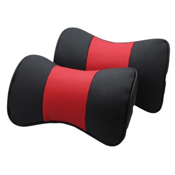 

2 PCS Car Auto Seat Head Neck Rest Leather Cushion Pad Head Rest Bone Neck Pillow