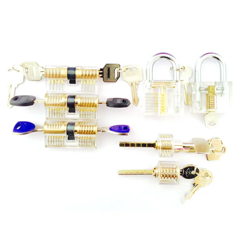 

7pcs Transparent locks Combination Practice Locksmith Training Tools Cutaway Visible Lock Pick Sets