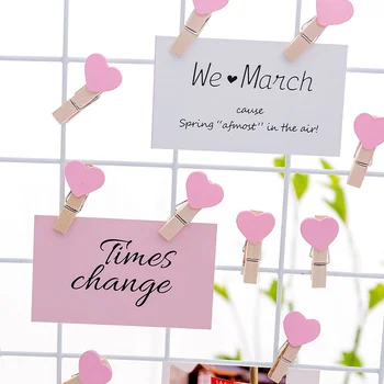 

10 Pcs Cute Pink Heart Shaped Wooden Clips 35mm DIY Paper Photo Clips Clothespin Craft Postcard Clips Home Wedding Decoration