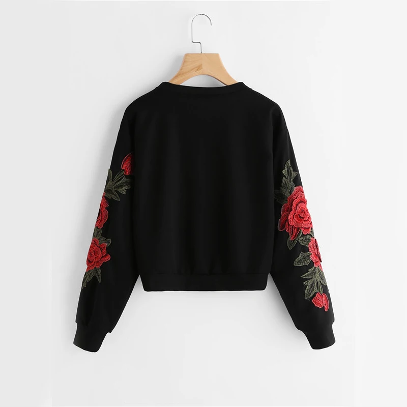 Rose Embroidery Sweatshirt Women Vintage Black Long Sleeve JKP050 HTB1dwdYSVXXXXcPXXXXq6xXFXXXj - Rose Embroidery Sweatshirt Women Vintage Black Long Sleeve JKP050
