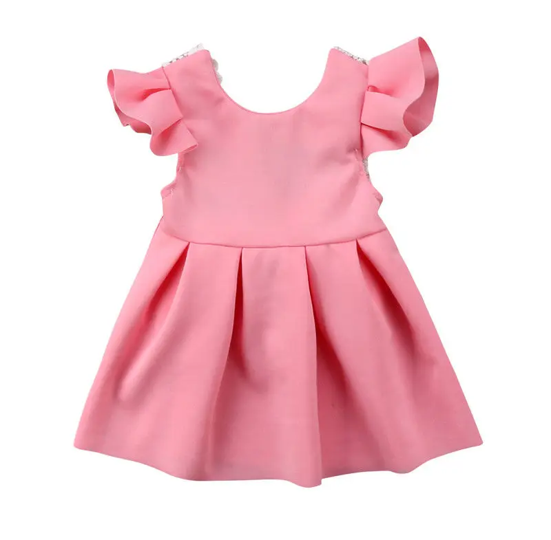 Pudcoco/платье для девочек; От 3 месяцев до 3 лет Платья принцессы с бантом для маленьких девочек; детское бальное платье; детское летнее платье ZOE - Цвет: Розовый