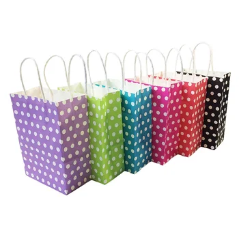 

10PCS gift paper bag Polka Dot kraft paper gift bag with handles Hotsale Festival gift bags DIY multifunction shopping bags