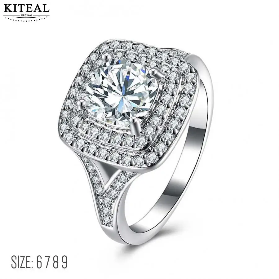 

Hot Selling White 1ct Top CZ Micro Paved Cubic Zirconia Wedding Rings for Woman Wedding Party Factory Wholesale R-2014040703