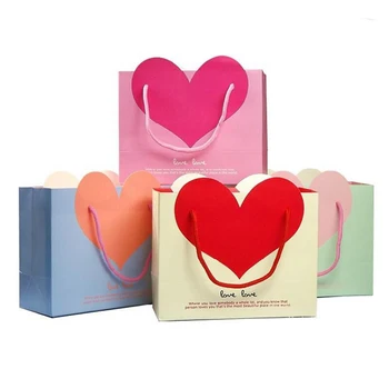 

20pcs/lot Big Heard Love Gift Bag Baby Shower Birthday Candy Box Wedding Engagement Favor Handbag Gift Box Party Supplies