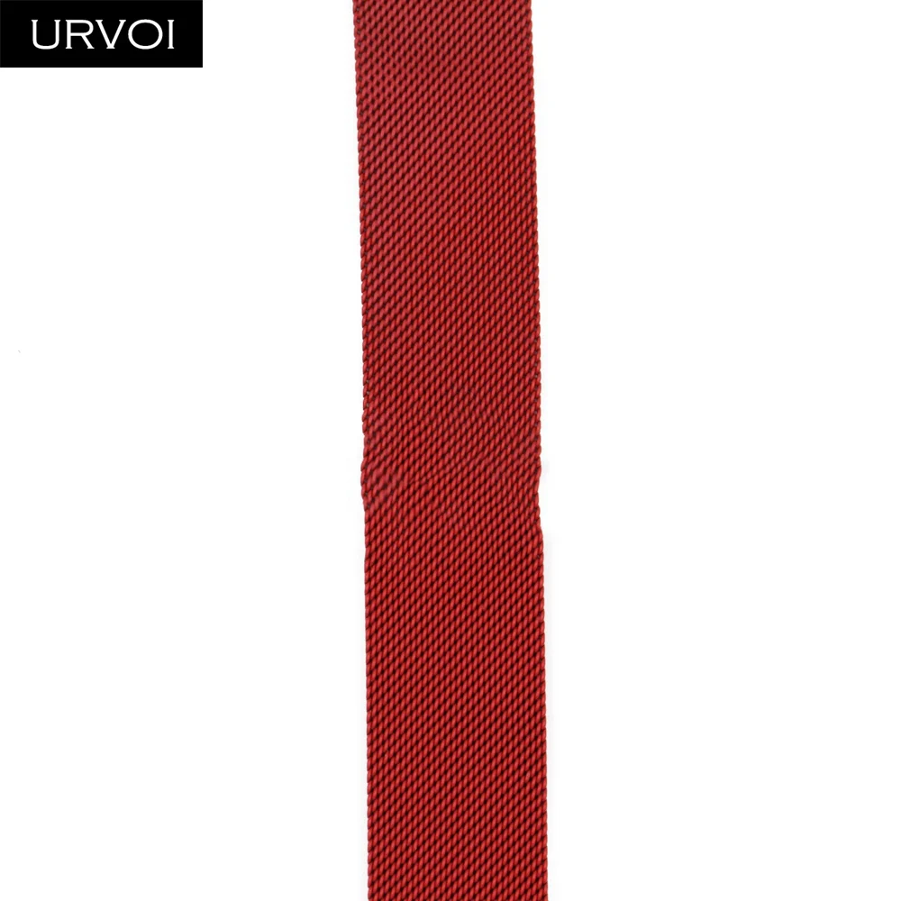 URVOI Milanese loop for Apple Watch series 5 4 3 2 1 band strap for iwatch 40 44mm stainless steel Magnetic buckle with adapter - Цвет ремешка: Red