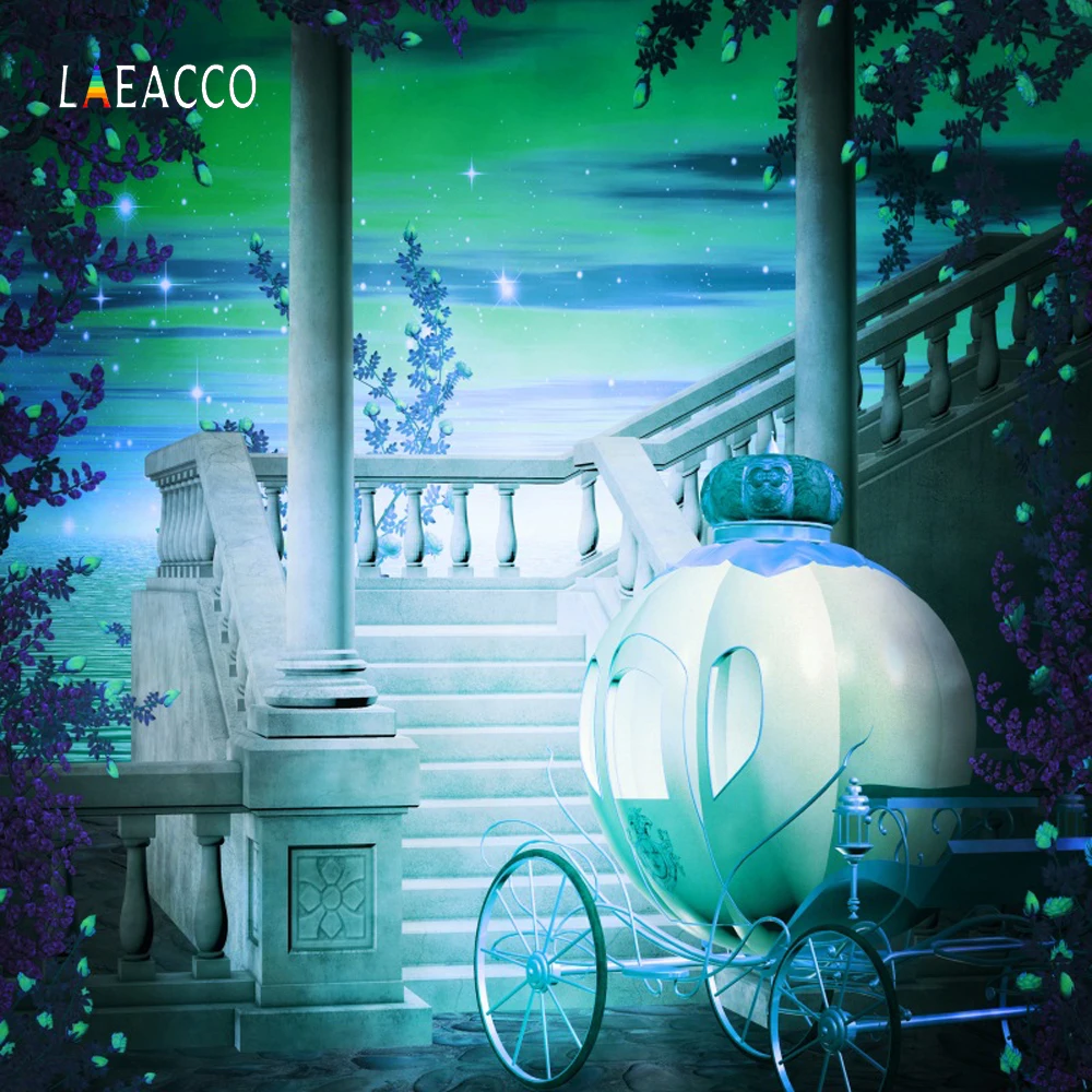 Laeacco Dreamlike Stairs Carriage Star Baby Fairy Tale Photography Background Customized Photographic Backdrops For Photo Studio