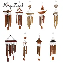 Regalo increíble de MagiDeal, campanillas de viento de madera de Color relajante de bambú para patio, jardín exteriores, salón, decoración del hogar