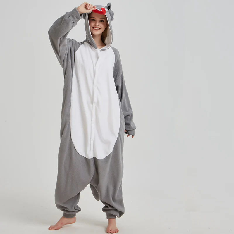 Fancy Grey Wolf Kigurumi Pajama Animal Adult Onesies For Women Pyjamas One-Piece Sleepwear Pyjamas Halloween Christmas Party (7)