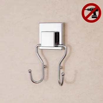 

2PCS Bathroom Suction Cup Double Hooks Square Vacuum Strong Towel Holder Bath Hanging Robe Wall Kitchen Accessories