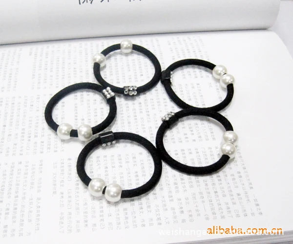 

new Korean hair band Pearl shining hair rope ring tire 5pcs/lot
