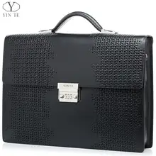 YINTE Men’s Briefcase Leather High End Business Briefcase Messenger Laptop Case Attache Bag Cow Leather Portfolio Tote T8601-5