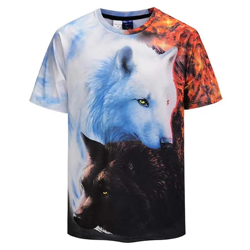 

Mr.1991INC 2019 EU/US Size Fashion Men/Women Loose T-shirt 3d Print Fire And Ice Wolf T-shirt Galaxy Cool Summer Tees DX803015