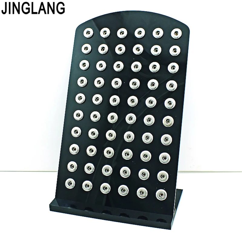 

JINGLANG 12mm Snap Button Display Stands Fashion High Quality Black Acrylic Interchangeable 60pc Snap Jewelry Display Board