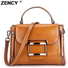ZENCY, натуральная кожа, летняя женская сумка, для девушек, элегантная сумка, второй слой, масло, воск, Воловья кожа, через плечо, сумка через плечо