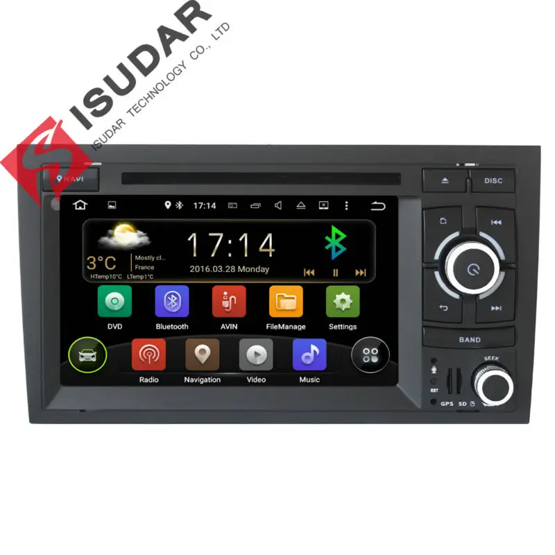 Two Din 7 Inch Android Car DVD Player Multimedia For Audi/A4/S4 2002-2008 Original Frame Quad Core Wifi GPS Navigation Radio FM