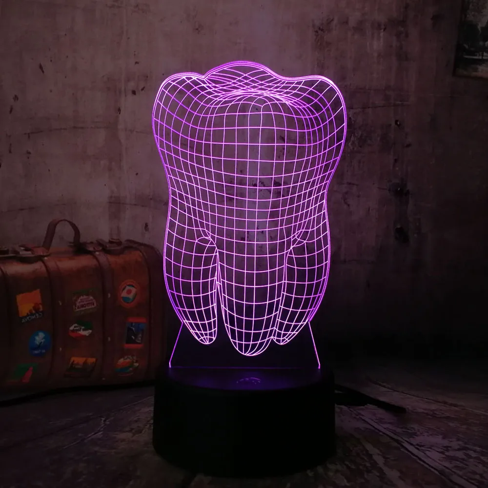  New 3D Tooth Teeth LED Night Light Colorful Dentist Dentistry Decoration Bedroom Touch Table Cool L - 32837600636