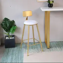 Nordic bar chair iron creative dining chair solid wood bar chair coffee shop backrest high chair solid wood fabric backrest dining chair simple nordic restaurant low back casual coffee chair washable