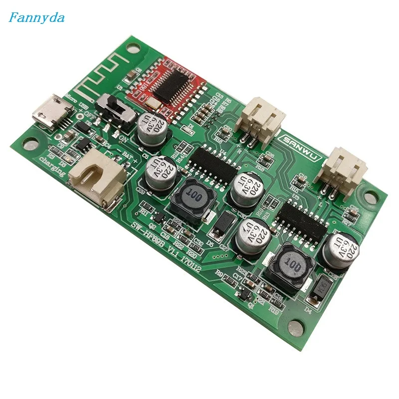

Bluetooth amplifier board,bluetooth speaker modify board,2x6W can connect lithium battery,with battery charging