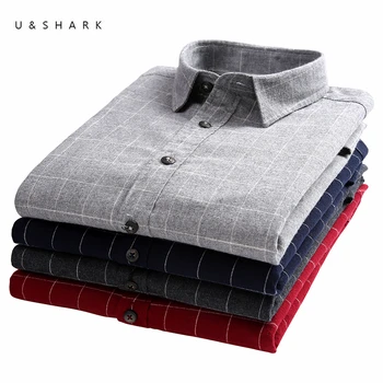 

U&SHARK Classic Flannel Plaid Shirts Men Long Sleeve Brand Clothing High Quality 100% Cotton England Stylish Casual Shirts Male