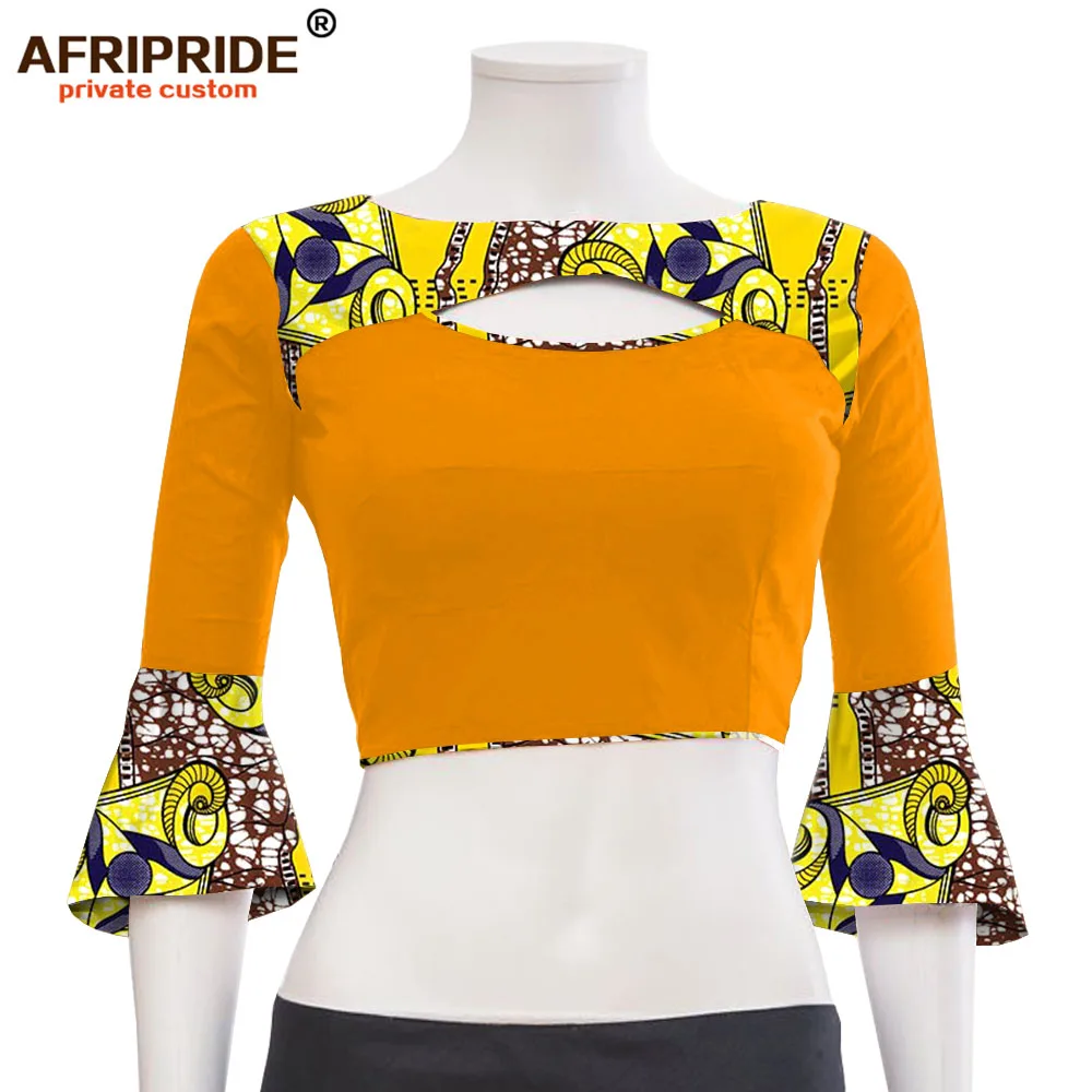 473-9 Африканская Летняя Сексуальная рубашка для леди AFRIPRIDE портной сделанная красочная ткань и Дашики короткий топ на бретелях A1922004 - Цвет: 473-9