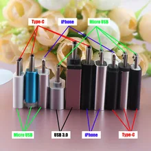3 шт. для iPhone type-C USB 3,0 адаптер для Micro USB для iPhone Android кабель для передачи данных конвертер type-C на 8 pin адаптер для зарядки