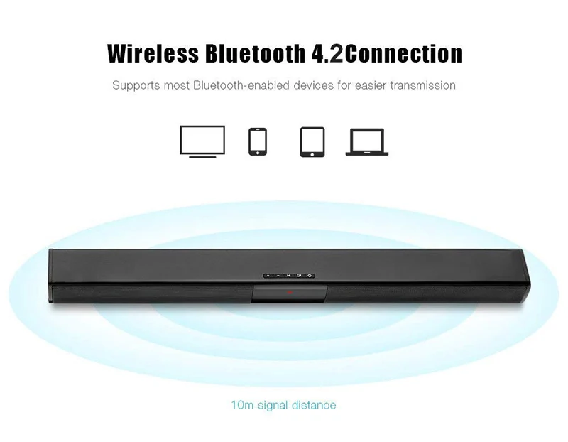 Проводной и беспроводной ТВ Саундбар 20 Вт, Bluetooth Звуковая Панель, глубокий бас и сабвуфер для ТВ, ПК, смартфона, планшета, дистанционного управления