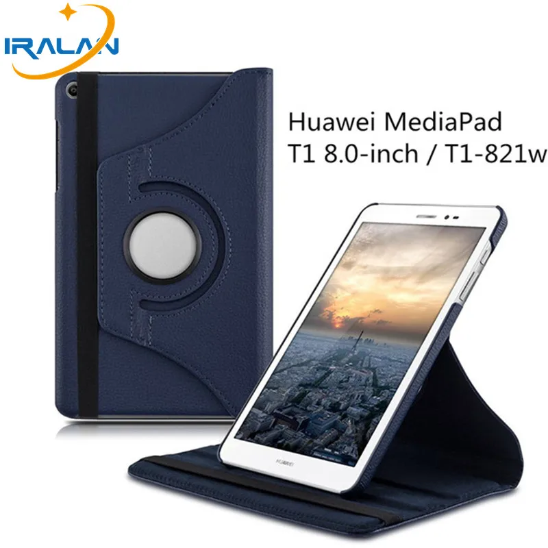 

2017 360 Rotating Flip stand PU Leather Cover For Huawei MediaPad T1 8.0 T1-821 T1-821W T1-823L S8-701U S8-701W Tablet Case+pen