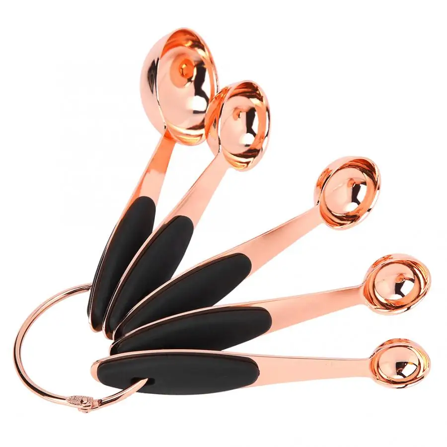 

5pcs Rose Gold Kitchen Measuring Spoon Set Food-grade Stainless Steel DIY Coffee Cake Measuring Tools