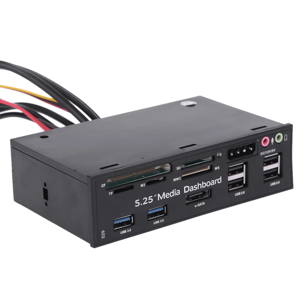 

5.25"All-in-One Card Reader USB 3.0 Front Panel Media Dashboard Multi-Function Front Panel Card Reader USB 2.0 and USB 3.0 ESATA