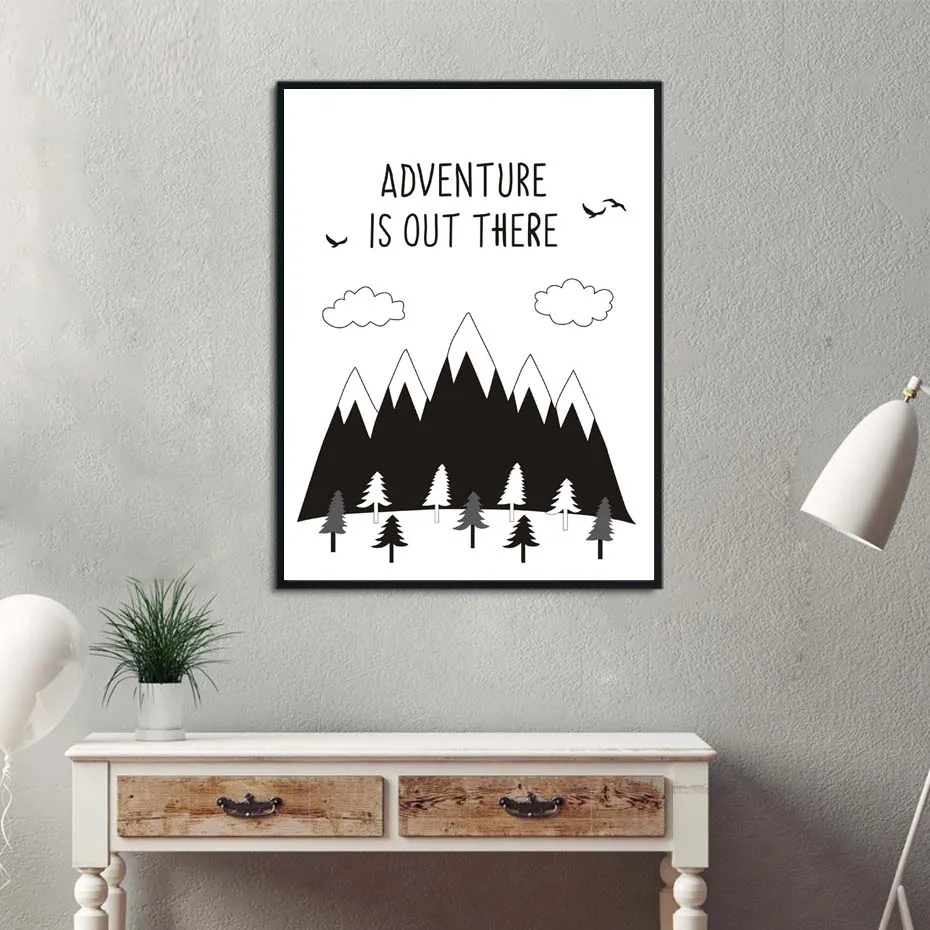 

Adventure Is Out There Canvas Painting Inspirational Motivational Quote Print Wall Art Pictures Poster Kids Room No Frame