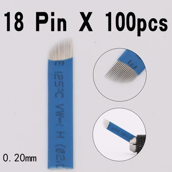 

100 PCS 18 Pin U Shape Tattoo Needles Permanent Makeup Eyebrow Embroidery Blade For 3D Microblading Manual Tattoo Pen