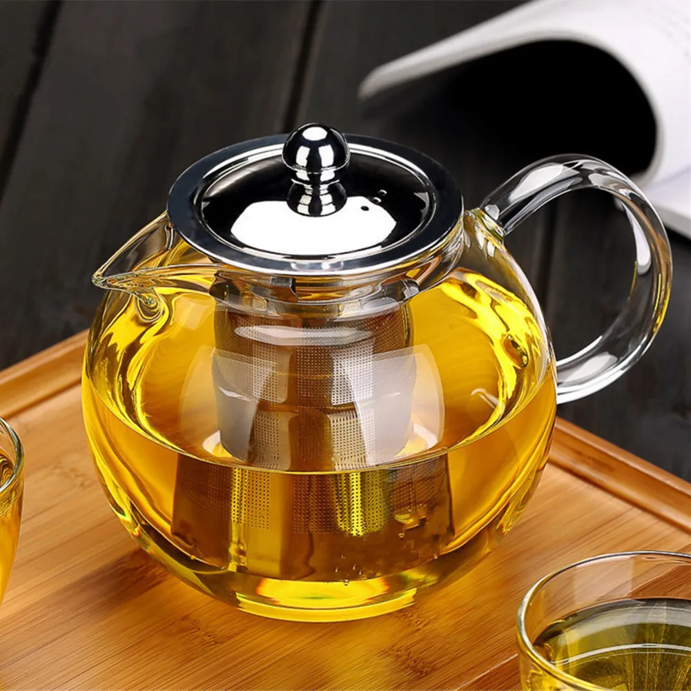 

650ml 960ml 1300ml Heat Resistant Glass Teapot Induction Cooker Heat Resistant Glass Teapot with 304 Stainless Steel Strainer