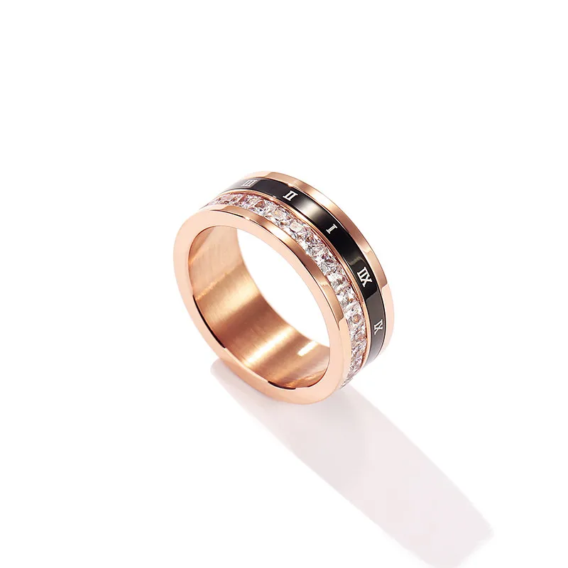 Yun ruo Новое поступление модное вращающееся циркониевое кольцо из розового золота цвет женский подарок вечерние ювелирные изделия из титановой стали высокое качество никогда не выцветает