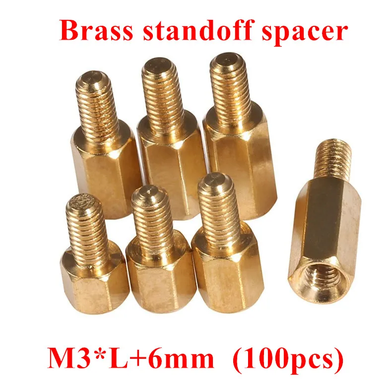 

100pcs M3*4/5/6/8/10/12/14/15/20+6mm Hex Nut Spacing Screws Brass Threaded Pillar PCB Computer PC Motherboard Standoff Spacers