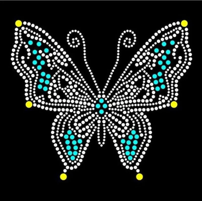 

2pc/lot Butterfly hot fix rhinestone transfer motifs iron on crystal transfers design patches for shirt bag