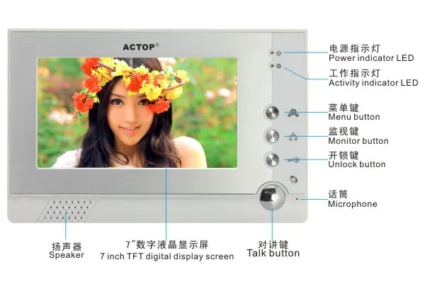 

VDP-313+CAM-211 Straight -Click wired villa 7-inch color video intercom doorbell intelligent visual music doorphone