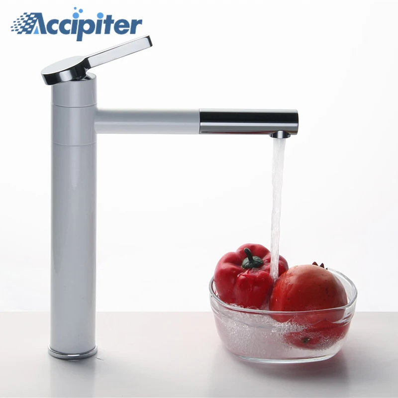 

Bathroom Basin Faucet Deck Mounted Tall 360 Rotatable tap Chrome Finished Faucet Single Handle single hole Cold Hot Water Mixer