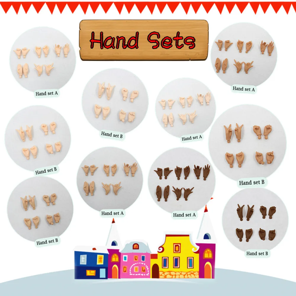 

Fortune Day Blyth Hand Set for the Joint body white ,flesh,tan,black,super black skin 1/6 BJD